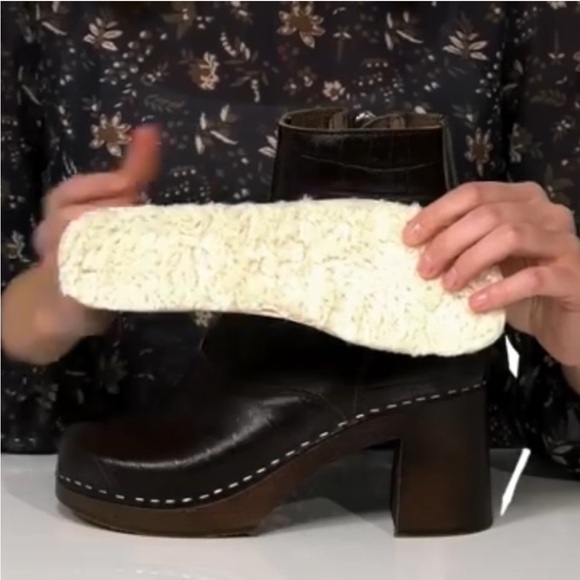 Swedish Hasbeen 60s Boot Clog Ankle Bootie 36 Dark Brown Croc Leather - Picture 4 of 12